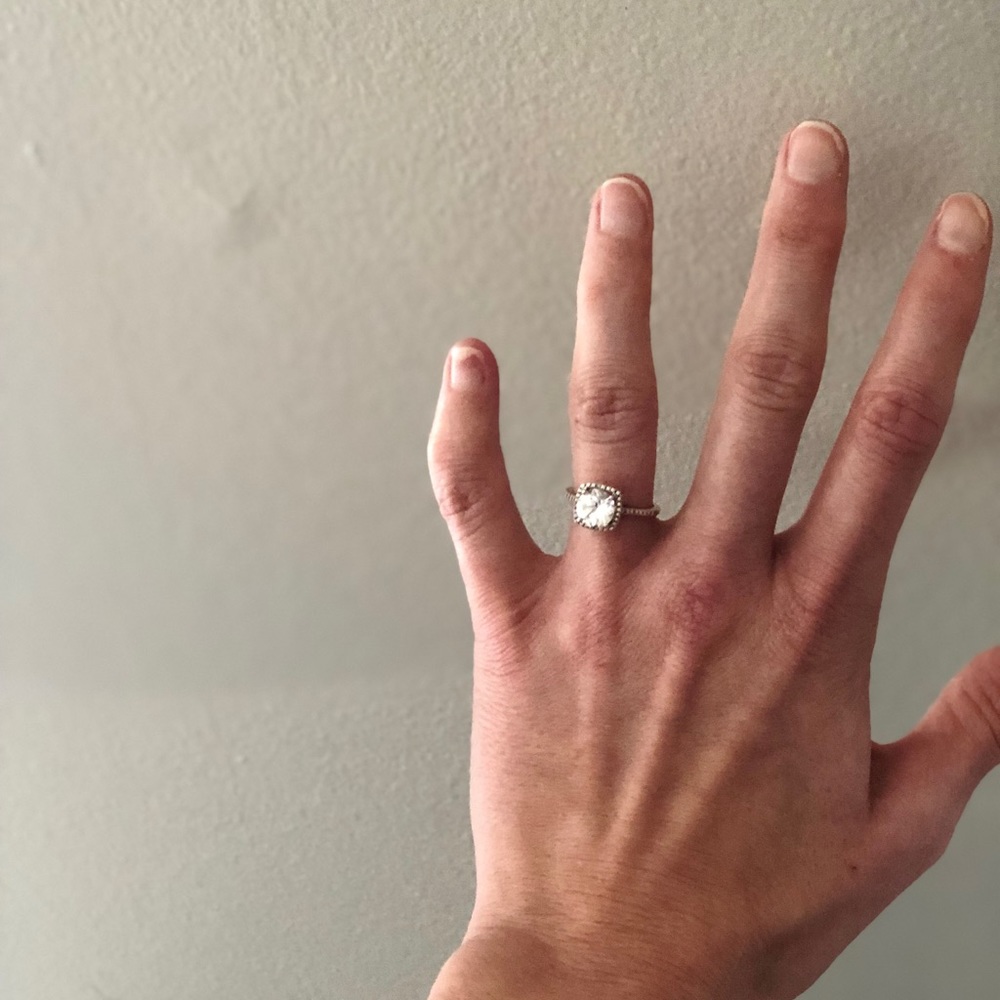 14K White Gold 1 2/5 ct Moissanite Halo Ring.